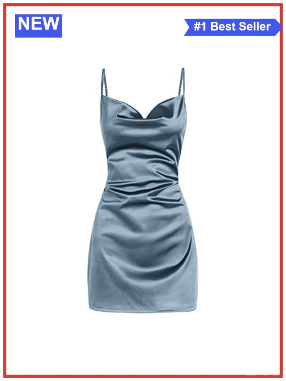 ZAFUL Women's Satin Cowl Neck Spaghetti Strap Mini Slip Dress Party Cocktail
